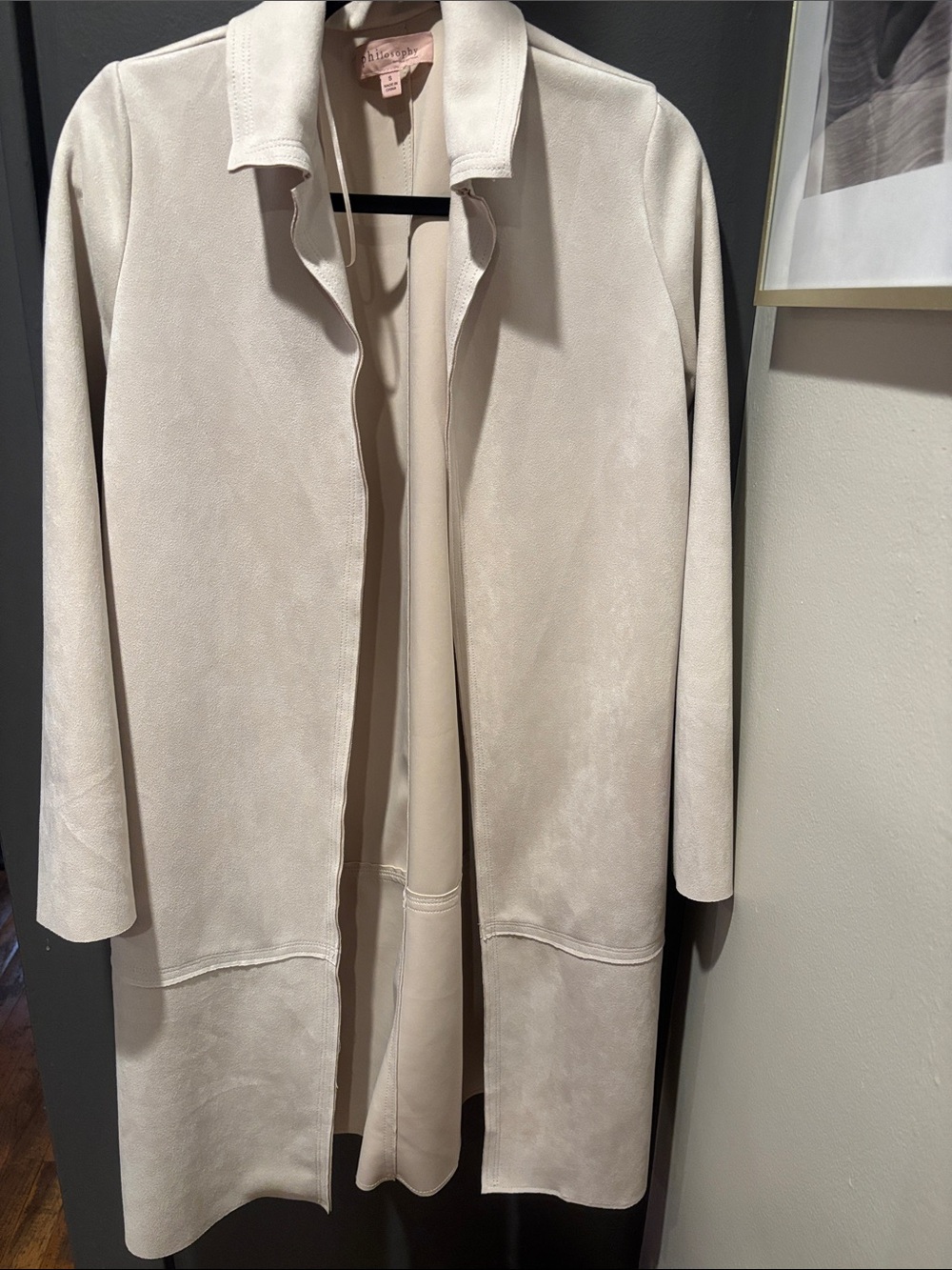 Philosophy Light Beige Open-Front Trench Coat